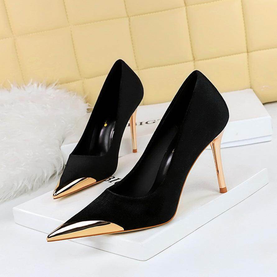 Metallic Pointed Toe Stiletto Heels 718321941230 - COCOMELODY
